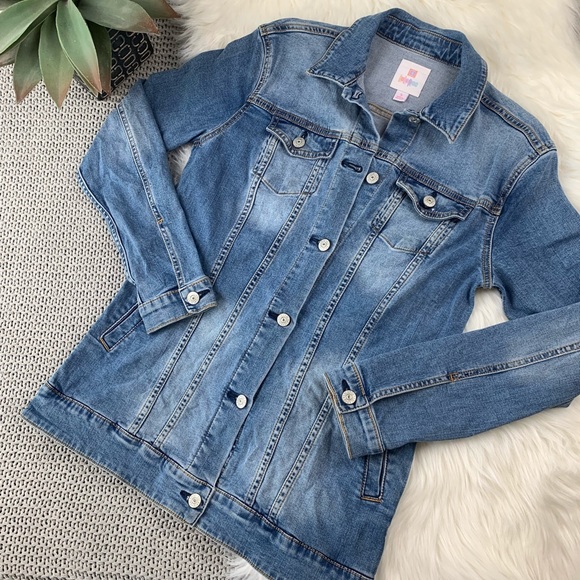 long fitted jean jacket